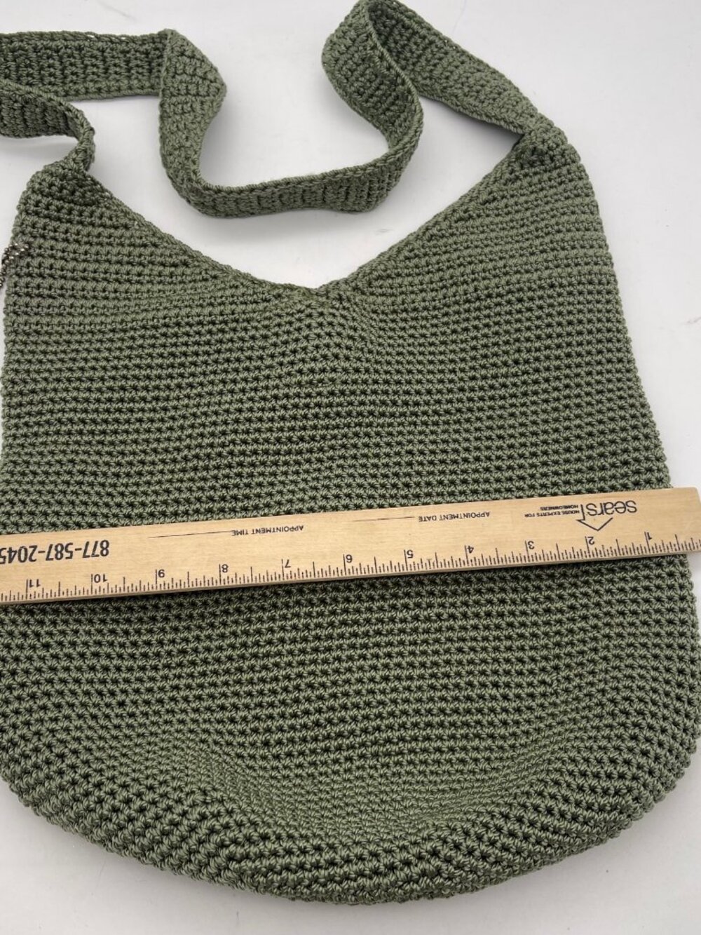 The Sak Knit Crochet Hobo Bag Purse Shoulder Bag Handbag Bucket Large Green - Picture 4 of 10